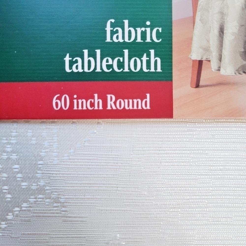 Red or Ivory Poinsettia 60" Round Tablecloths - Picture 3 of 11